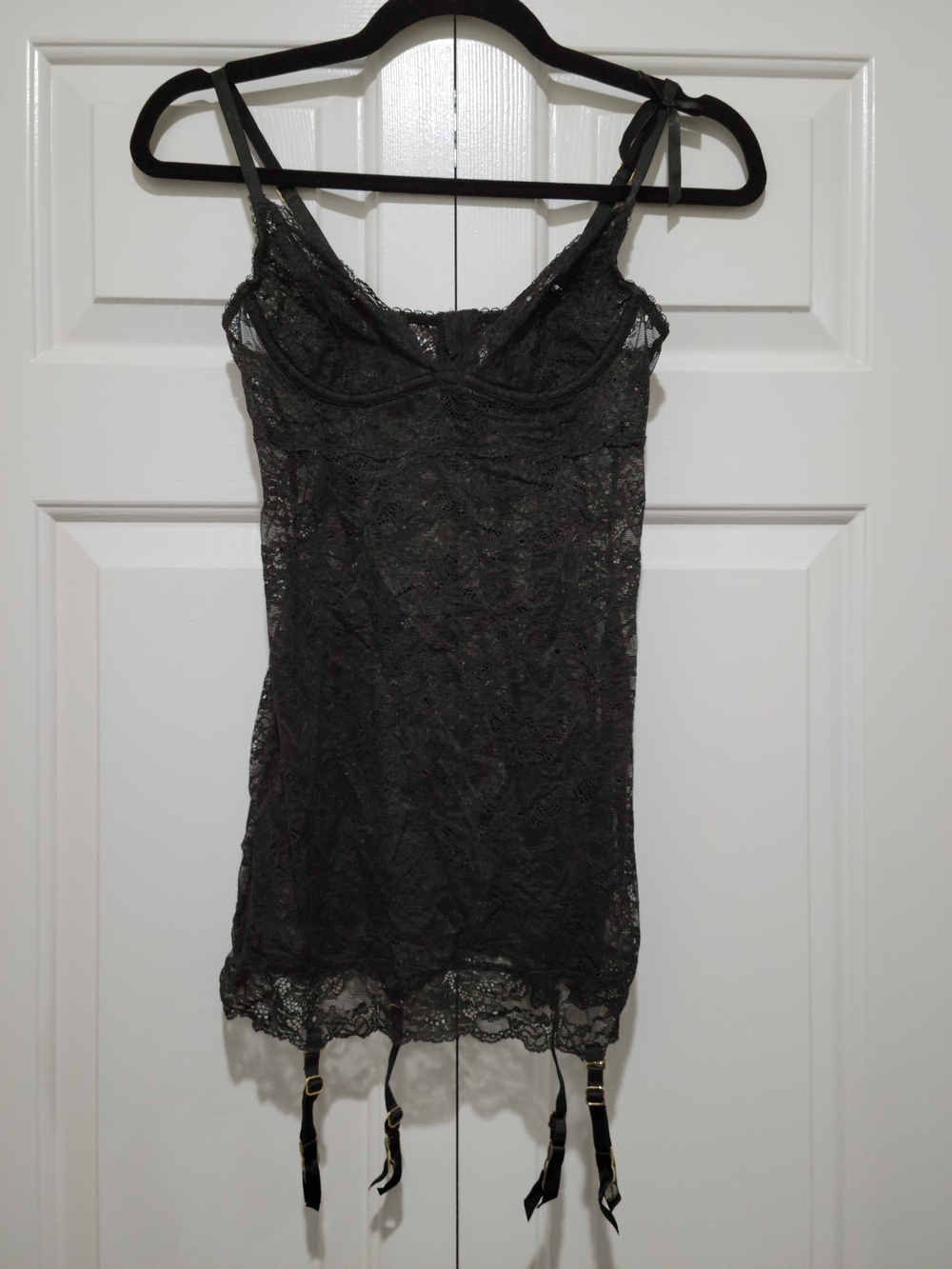 Victoria's Secret Black Lace Chemise with Lace Detail